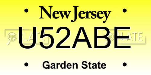 U52ABE New Jersey License Plate
