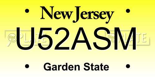 U52ASM New Jersey License Plate