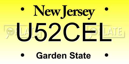 U52CEL New Jersey License Plate