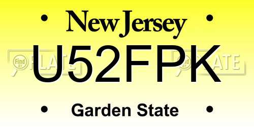 U52FPK New Jersey License Plate