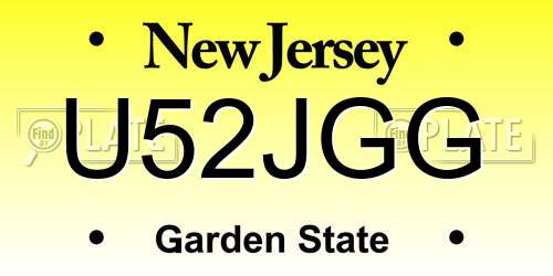 U52JGG New Jersey License Plate