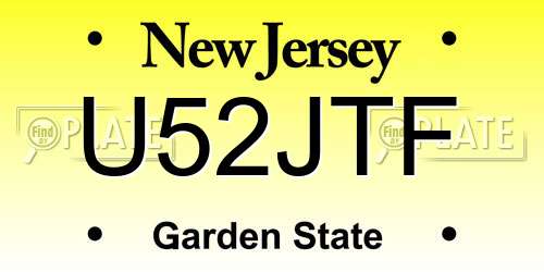 U52JTF New Jersey License Plate