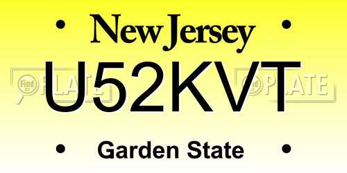 U52KVT New Jersey License Plate