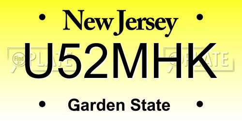 U52MHK New Jersey License Plate