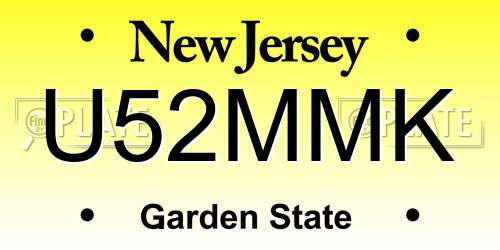 U52MMK New Jersey License Plate