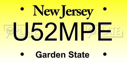 U52MPE New Jersey License Plate