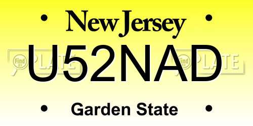 U52NAD New Jersey License Plate