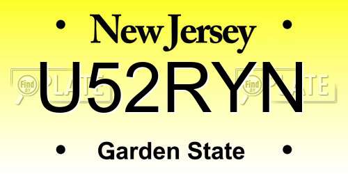 U52RYN New Jersey License Plate