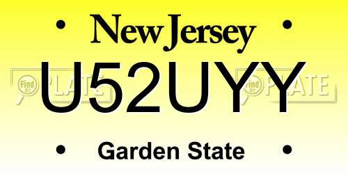 U52UYY New Jersey License Plate