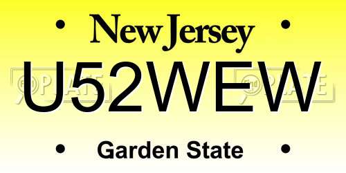 U52WEW New Jersey License Plate
