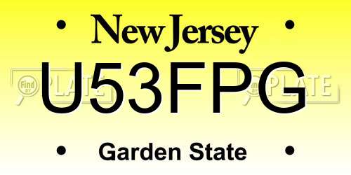 U53FPG New Jersey License Plate