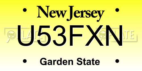 U53FXN New Jersey License Plate