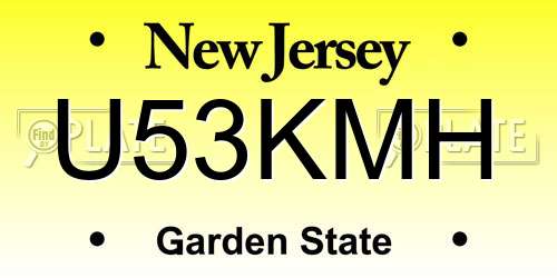 U53KMH New Jersey License Plate