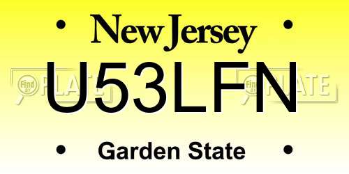 U53LFN New Jersey License Plate