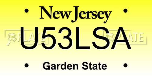 U53LSA New Jersey License Plate