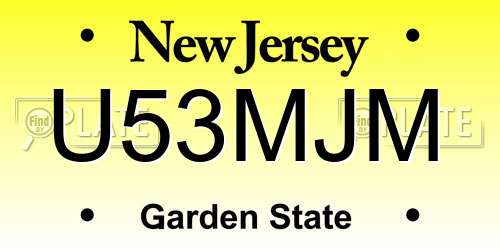 U53MJM New Jersey License Plate