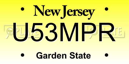 U53MPR New Jersey License Plate
