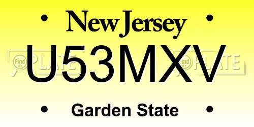 U53MXV New Jersey License Plate