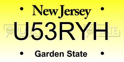 U53RYH New Jersey License Plate