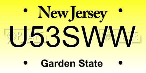 U53SWW New Jersey License Plate