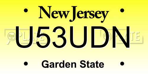 U53UDN New Jersey License Plate