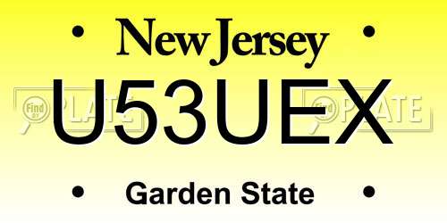 U53UEX New Jersey License Plate