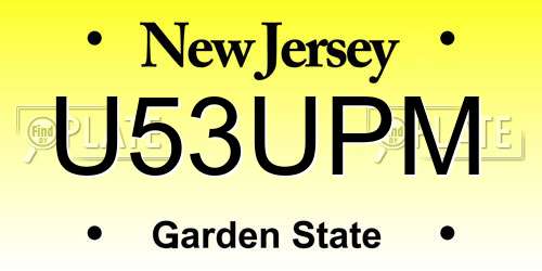 U53UPM New Jersey License Plate