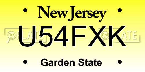 U54FXK New Jersey License Plate