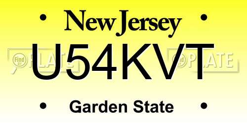U54KVT New Jersey License Plate