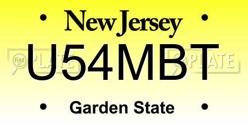 U54MBT New Jersey License Plate