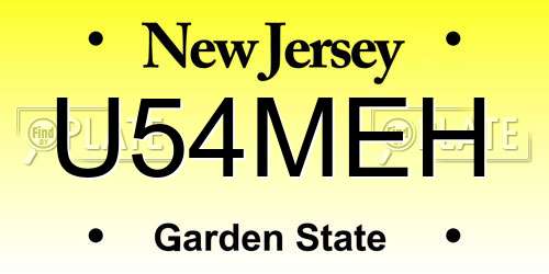 U54MEH New Jersey License Plate