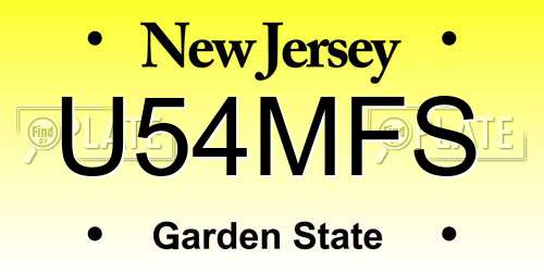 U54MFS New Jersey License Plate