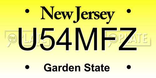 U54MFZ New Jersey License Plate