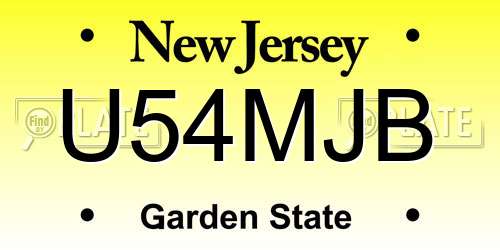 U54MJB New Jersey License Plate