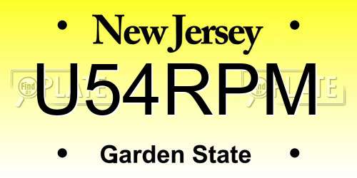 U54RPM New Jersey License Plate