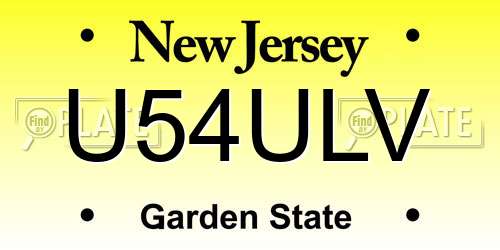 U54ULV New Jersey License Plate