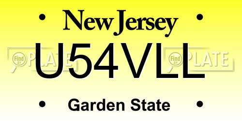 U54VLL New Jersey License Plate
