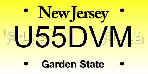 U55DVM New Jersey License Plate