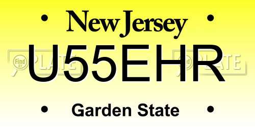 U55EHR New Jersey License Plate