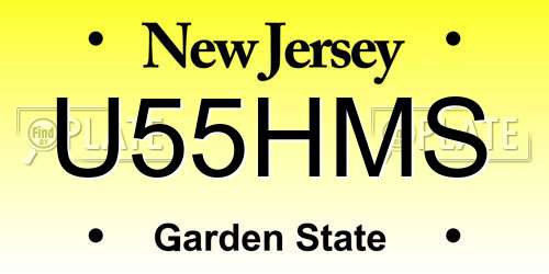 U55HMS New Jersey License Plate