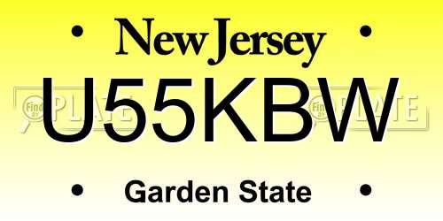U55KBW New Jersey License Plate