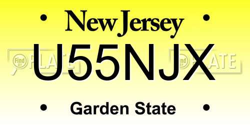 U55NJX New Jersey License Plate