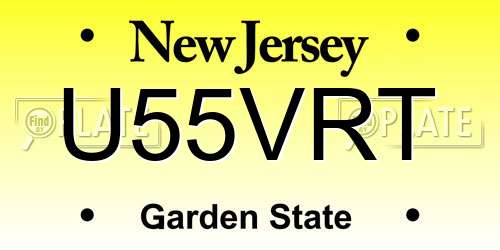 U55VRT New Jersey License Plate