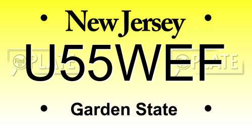 U55WEF New Jersey License Plate