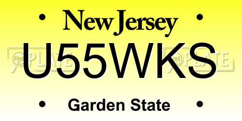 U55WKS New Jersey License Plate