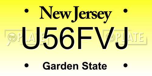U56FVJ New Jersey License Plate
