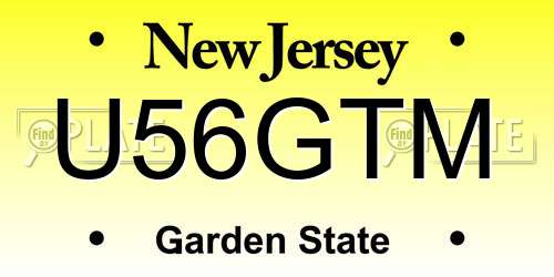 U56GTM New Jersey License Plate