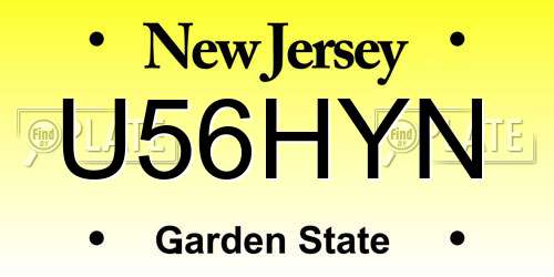 U56HYN New Jersey License Plate