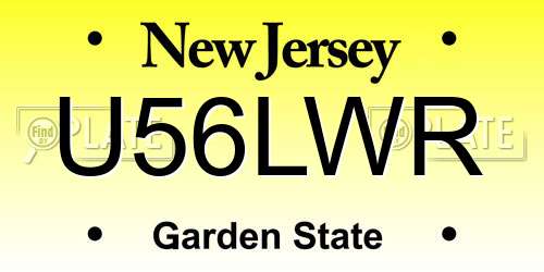 U56LWR New Jersey License Plate
