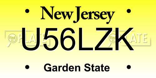 U56LZK New Jersey License Plate